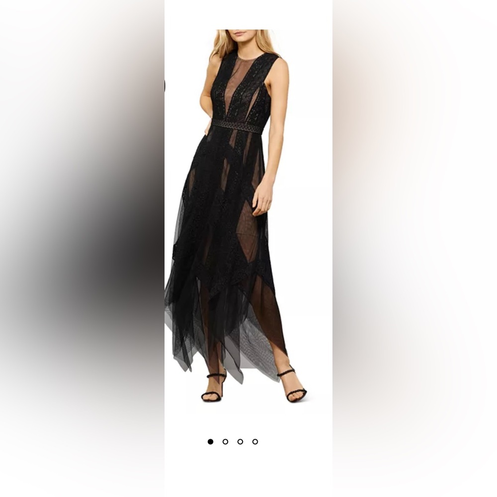 BCBGMAXAZRIA Andi Lace Trim Evening Dress